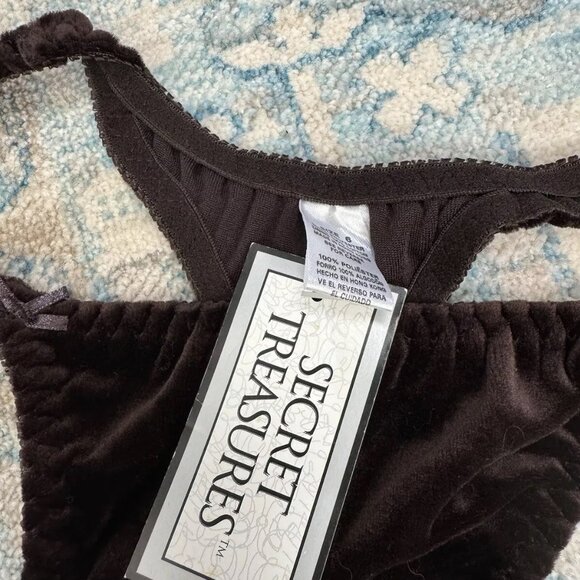 Secret Treasures Vintage Velvet Glossy Thong String Panties Bikini High Cut Y2K - Picture 2 of 4